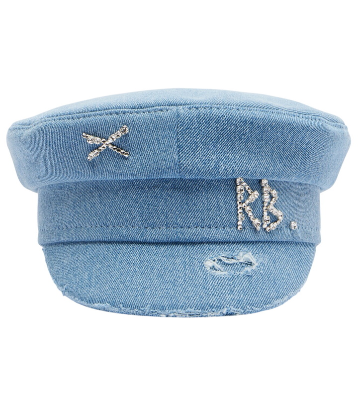 Photo: Ruslan Baginskiy Embellished distressed denim newsboy hat