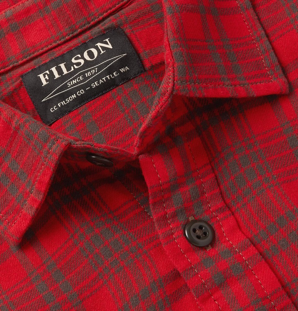 thumbnail image 2 of Filson Men's Scout Shirt Flannel Check 20049628 Green Red Black Dark Olive Button-Up 2 of 6