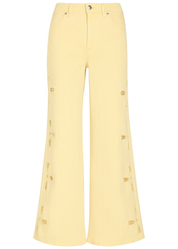 Photo: Good American Embroidered Wide-leg Denim Jeans Yellow