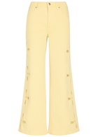 Good American Embroidered Wide-leg Denim Jeans Yellow