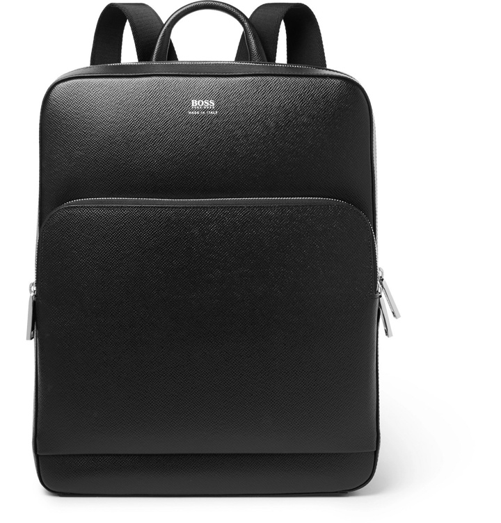 Photo: Hugo Boss - Signature Full-Grain Leather Backpack - Black