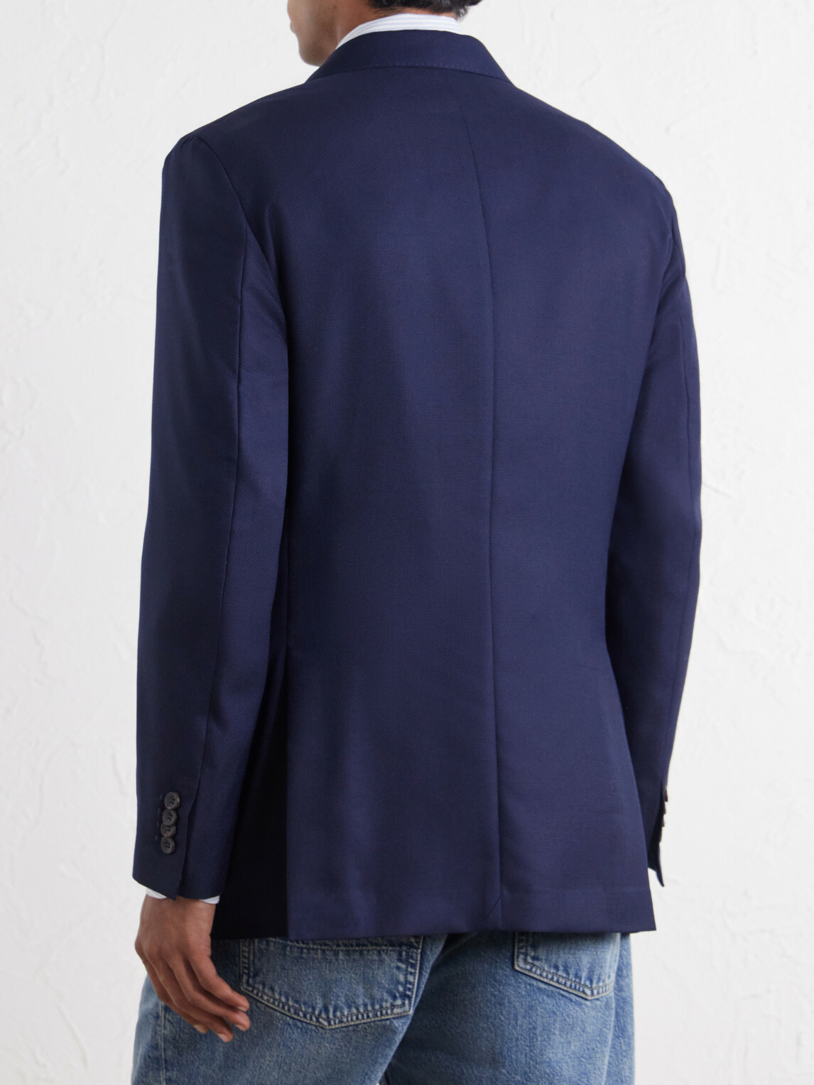 Drake's - Virgin Wool Canvas Blazer - Blue