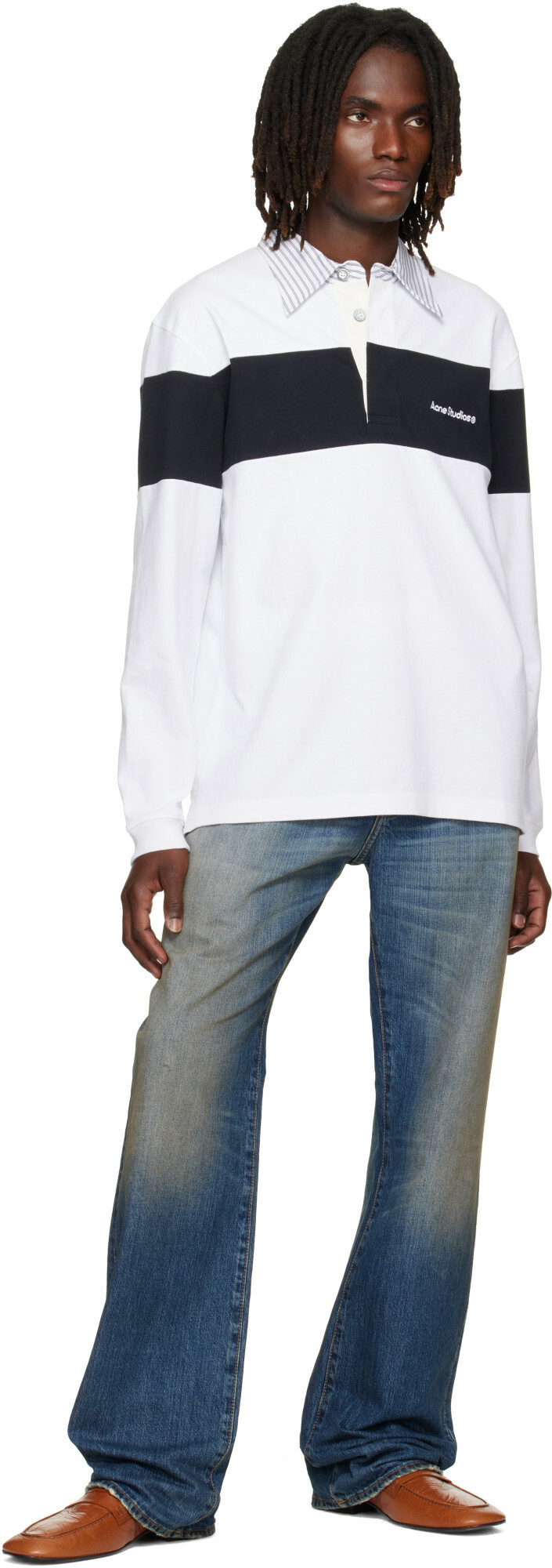 Acne Studios Black & White Striped Polo