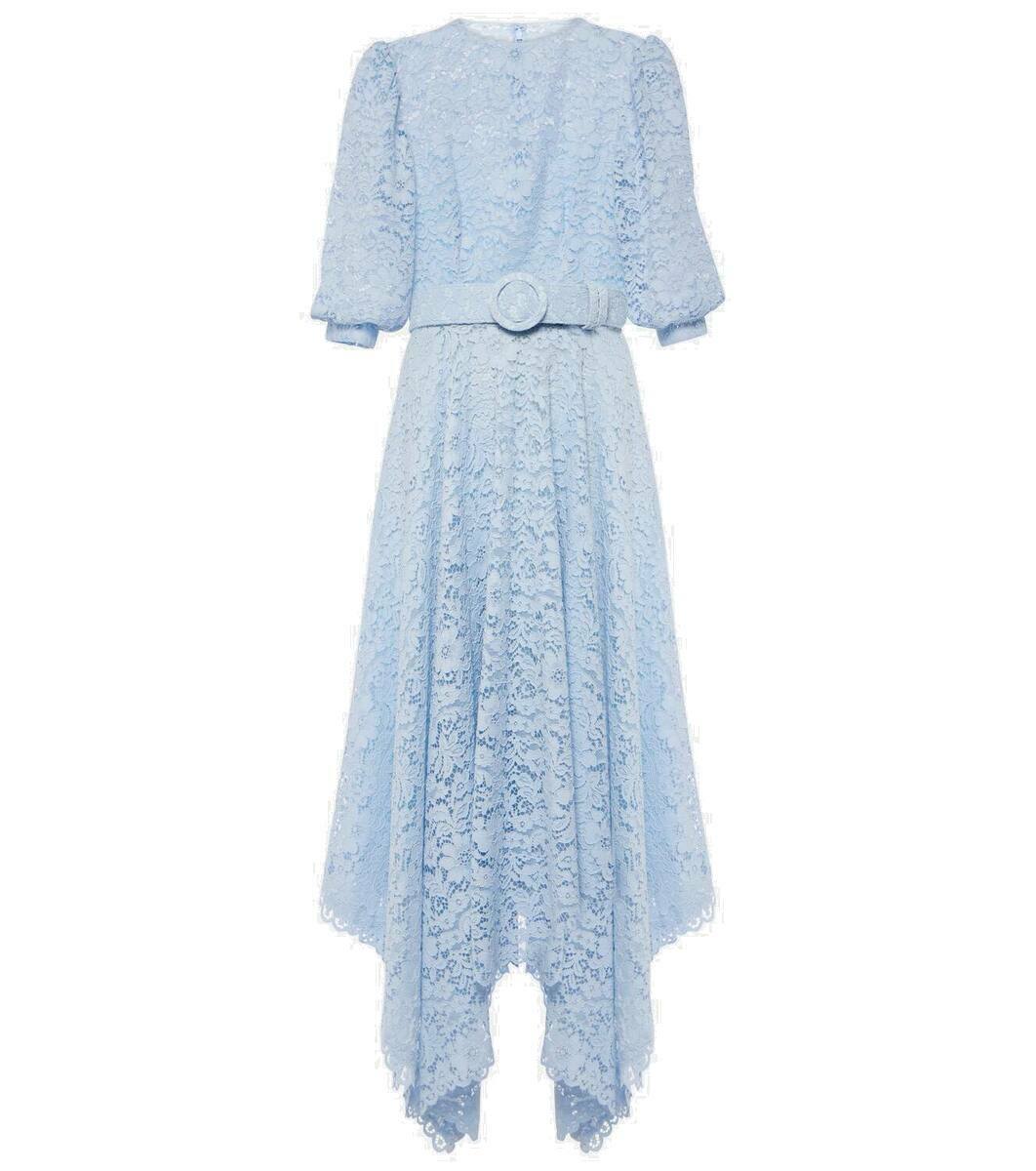 Costarellos Floral lace asymmetric midi dress Costarellos