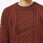 Nike Men's Life Cable Knit Sweater in Oxen Brown