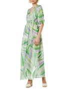 MC2 Saint Barth Cotton And Silk Long Dress Bliss With Palm Print