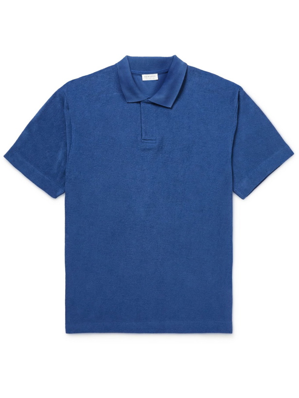 Photo: SUNSPEL - Cotton-Terry Polo Shirt - Blue