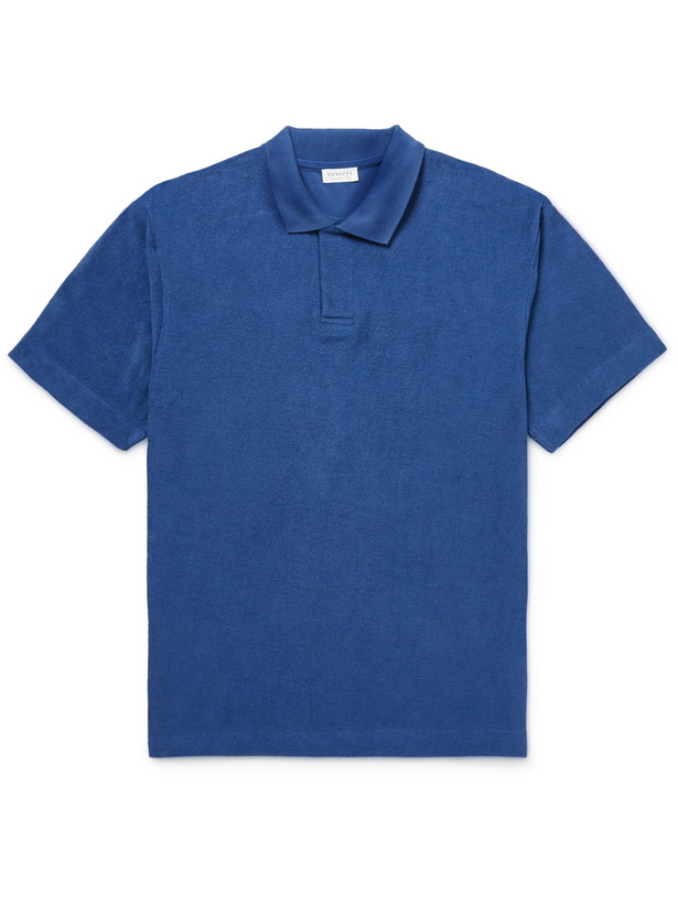 Photo: SUNSPEL - Cotton-Terry Polo Shirt - Blue