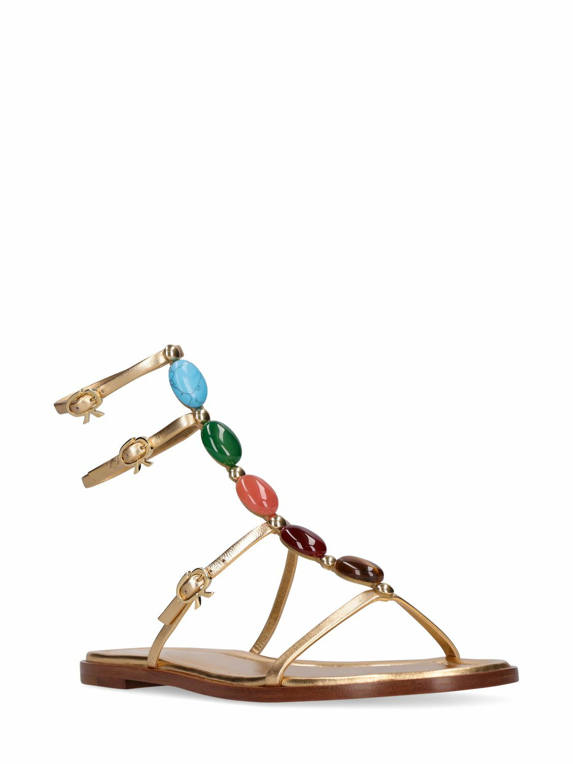 GIANVITO ROSSI - 10mm Shanti Leather Flat Sandals