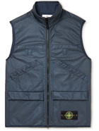 Stone Island - Logo-Appliquéd Garment-Dyed Coated-Cotton Gilet - Blue