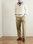 Polo Ralph Lauren - Striped Cable-Knit Cotton Sweater - Neutrals