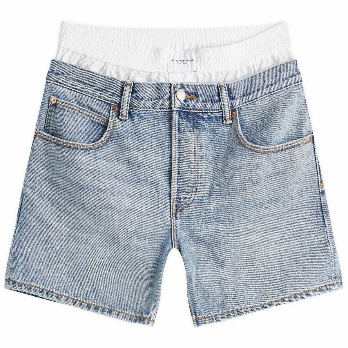 Alexander Wang Women's Loose Shorts with Boxers in Blue Alexander Wang Women's Loose Shorts with Boxers in Blue