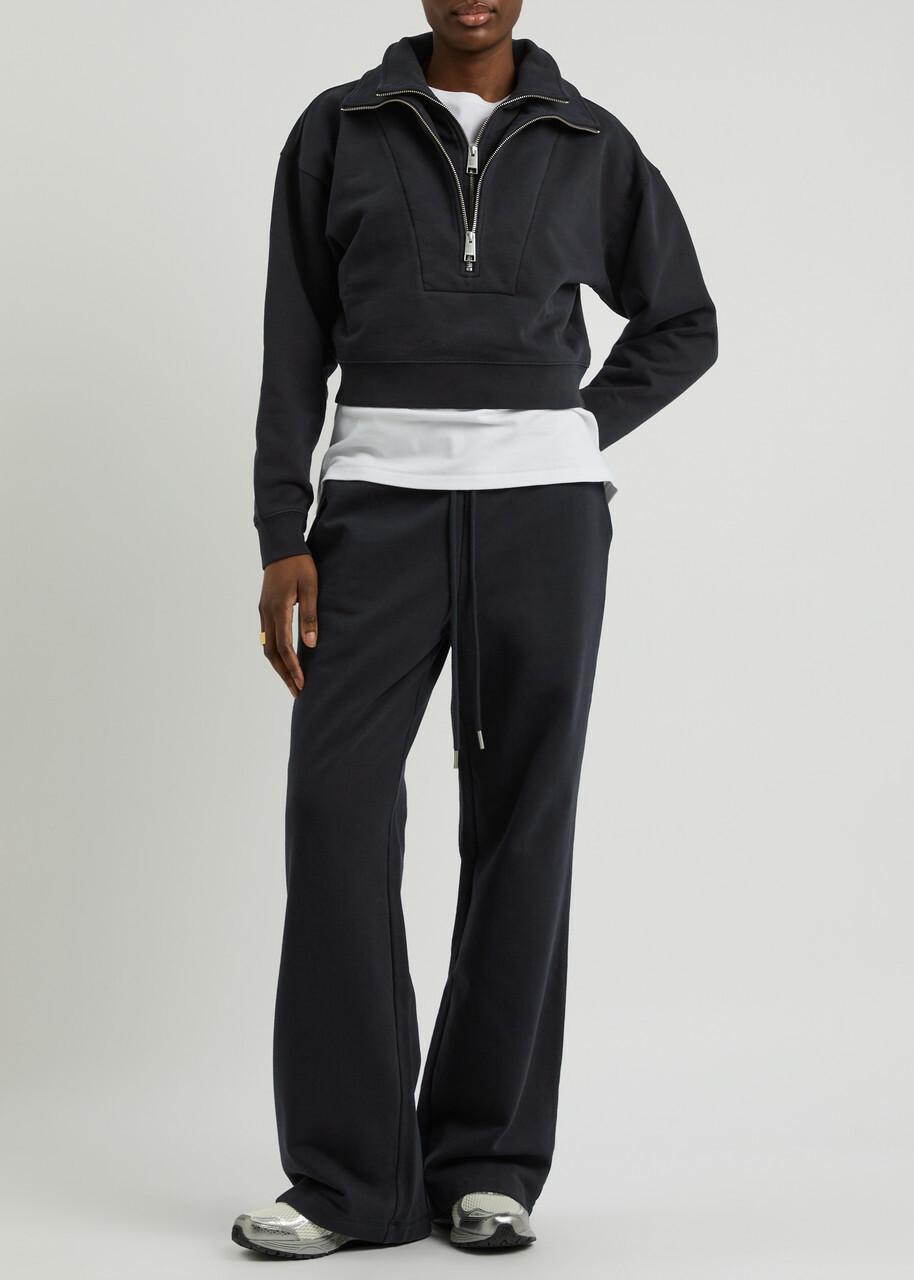Frame Layered Half-zip Jersey Sweatshirt Navy