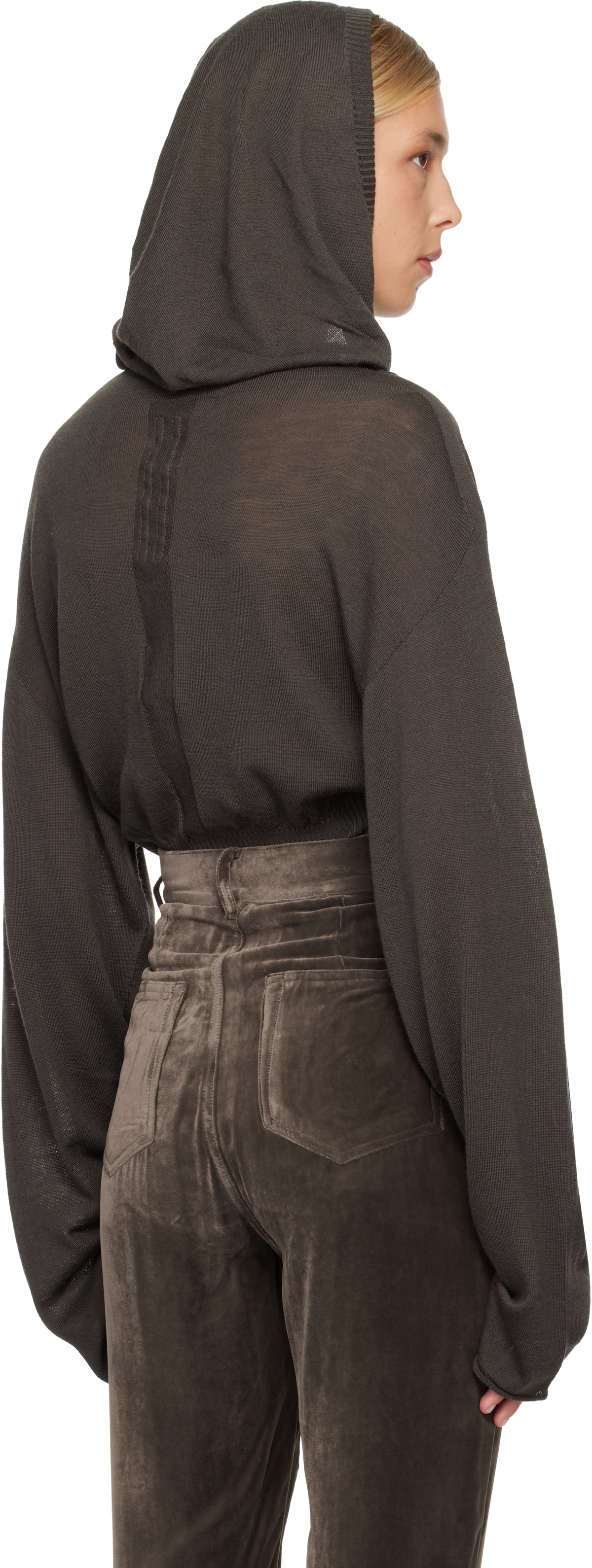 Rick Owens Gray Concordians Cropped Tunic Hoodie