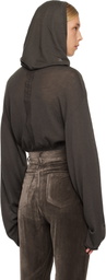 Rick Owens Gray Concordians Cropped Tunic Hoodie