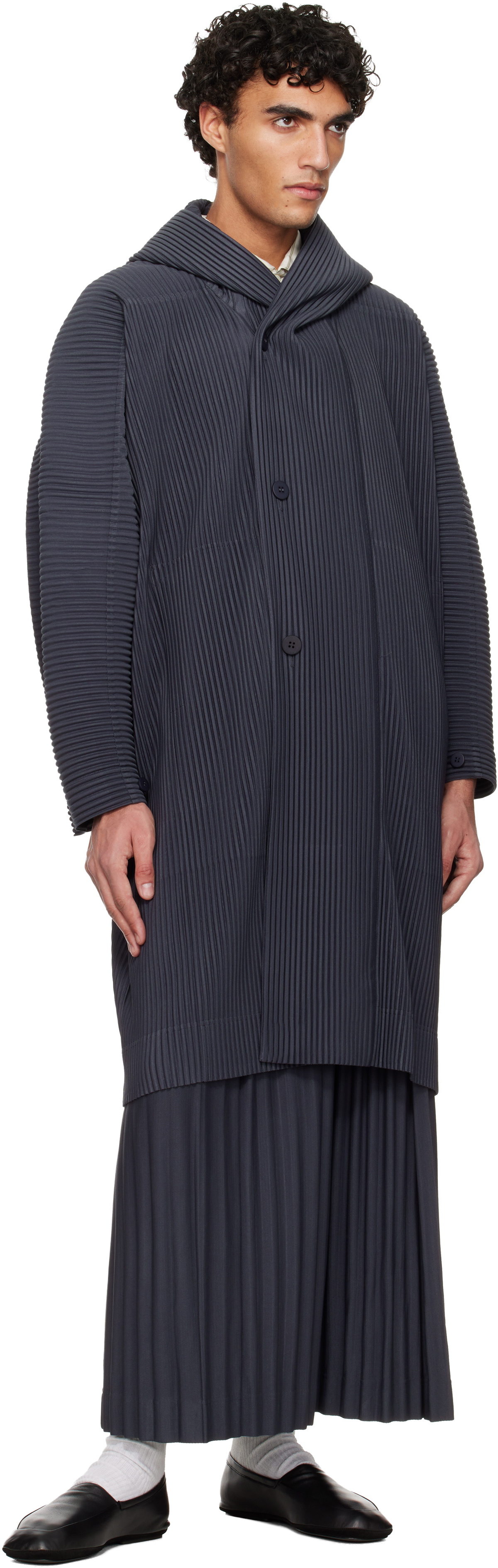 HOMME PLISSÉ ISSEY MIYAKE チェスターコート ネイビー HOMME PLISSÉ ISSEY MIYAKE チェスターコート ネイビー