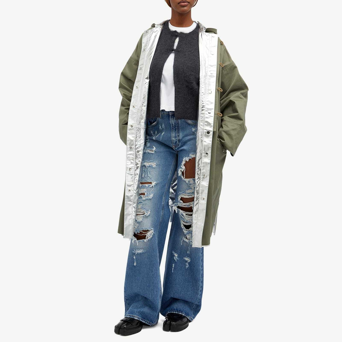 Paco Rabanne Women's Reversible Parka Jacket in Green Paco Rabanne