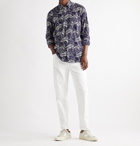 Kiton - Button-Down Collar Printed Cotton Shirt - Blue