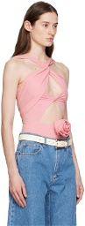 Magda Butrym Pink Twisted Cutout Bodysuit