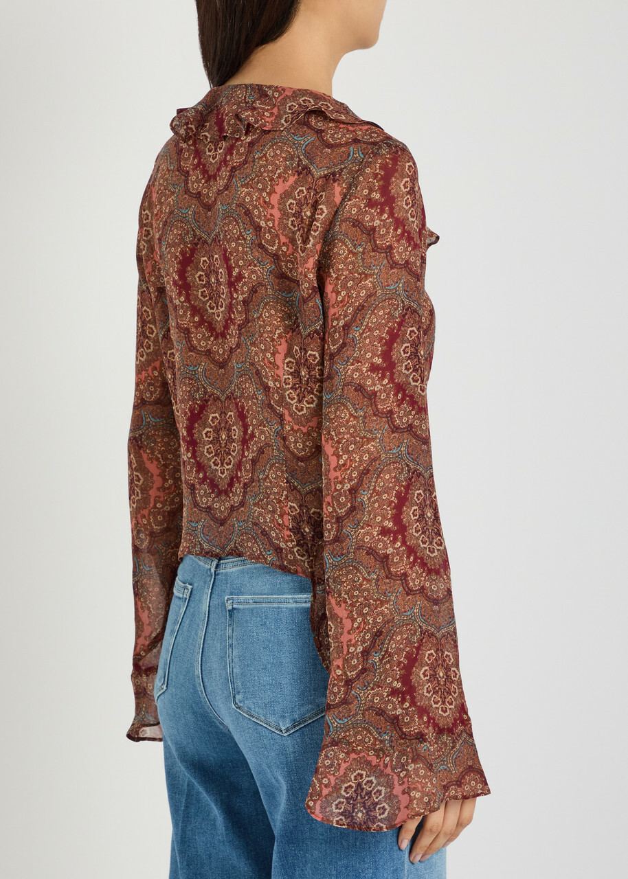 Paige Eve Printed Silk-chiffon Blouse Multicoloured