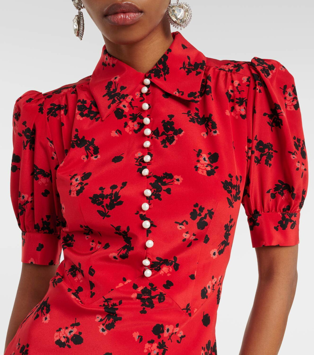 Alessandra Rich Puff-sleeve silk midi dress Alessandra Rich