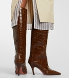 Amina Muaddi Mona croc-effect leather knee-high boots