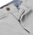 Club Monaco - Baxter Slim-Fit Stretch Linen and Cotton-Blend Chambray Shorts - Gray