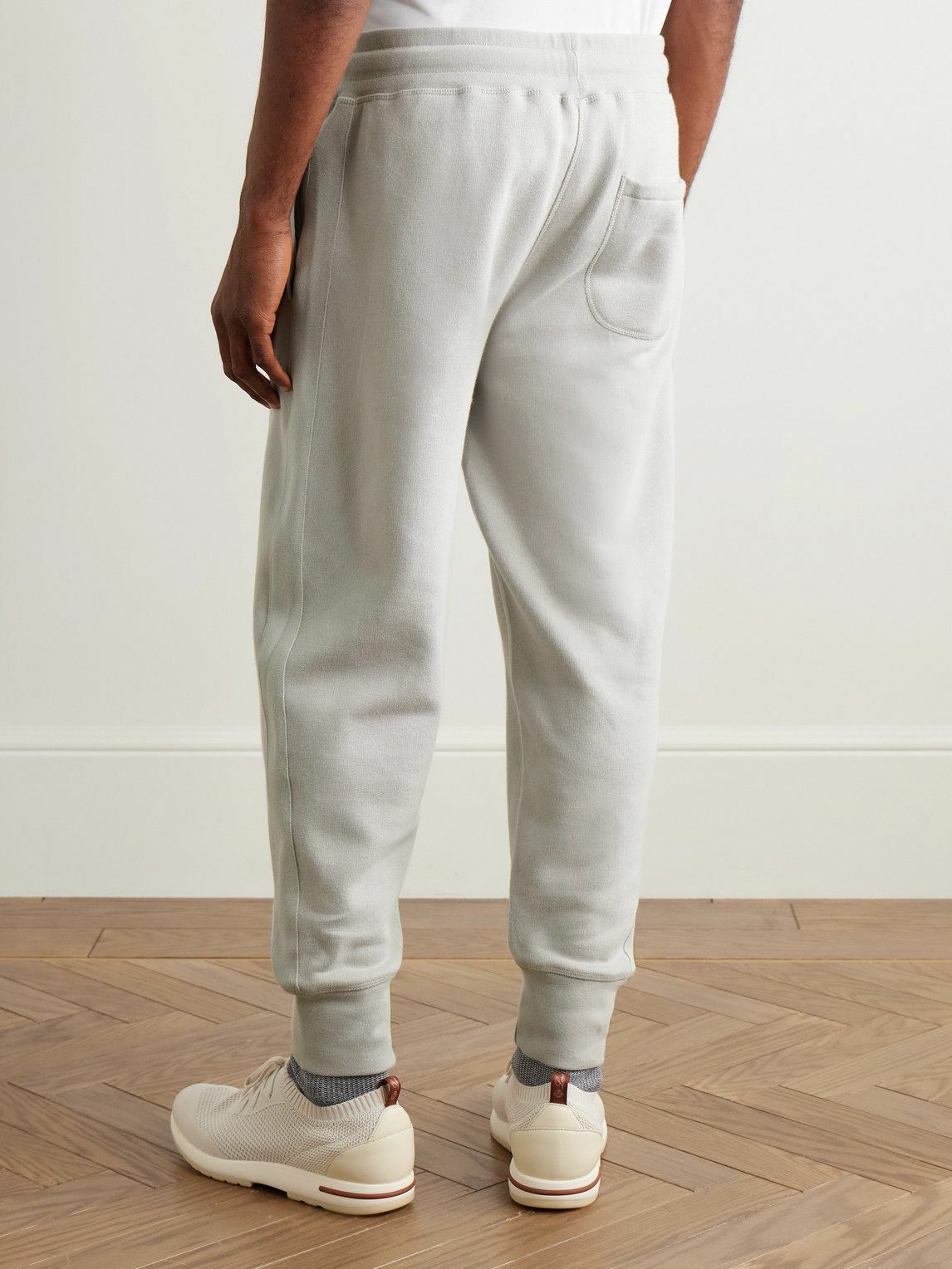 Kingsman - Logo-Embroidered Tapered Cotton and Cashmere-Blend Jersey Sweatpants - Gray