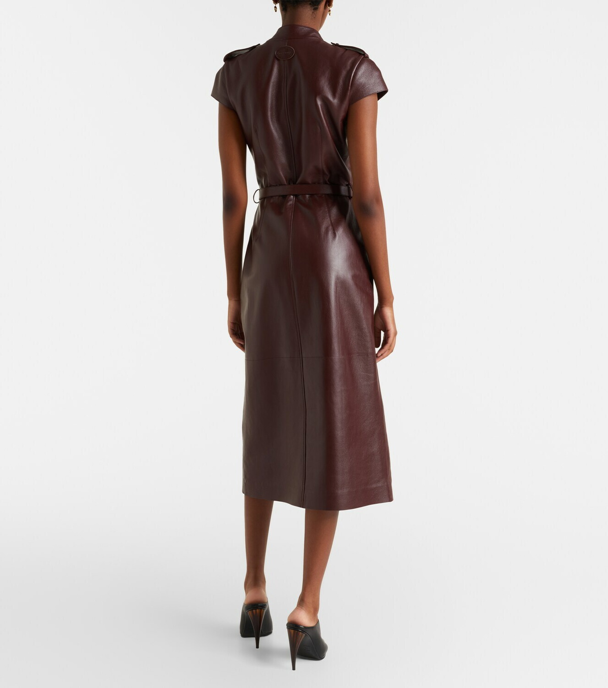 McQueen Belted leather midi dress