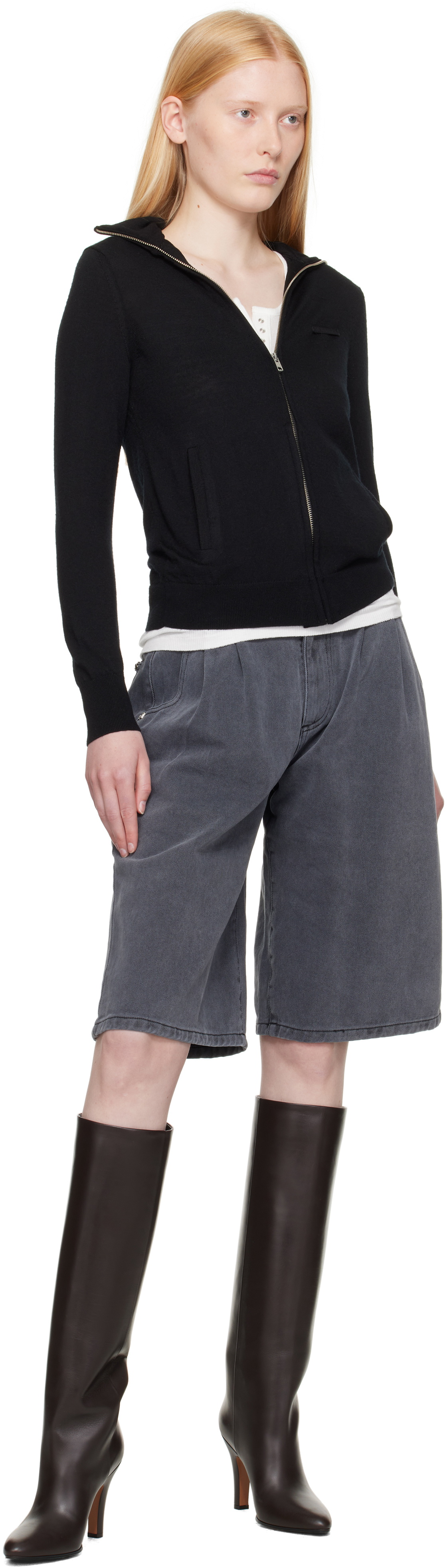 mfpen Gray Flower Rivet Denim Shorts