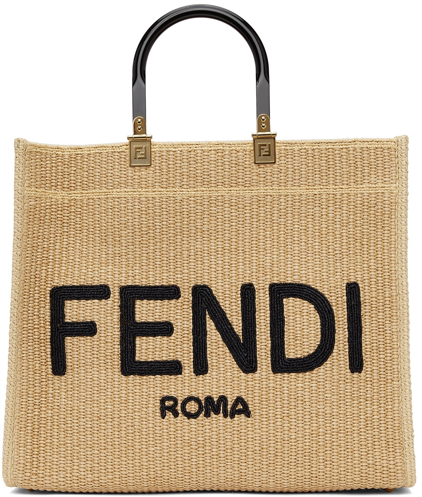 Fendi - Sunshine Yellow Cotton Crochet Medium Logo Tote