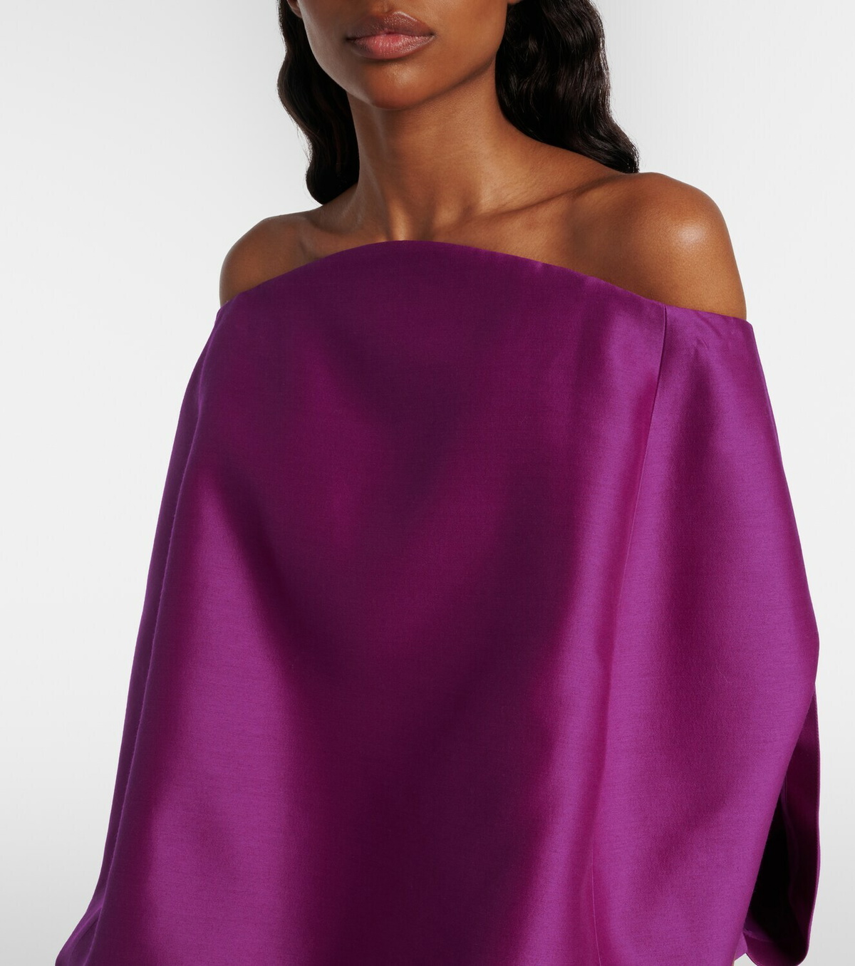 Balenciaga Off-shoulder wool and silk minidress