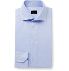 Ermenegildo Zegna - Light-Blue Cutaway-Collar Puppytooth Cotton Shirt - Blue