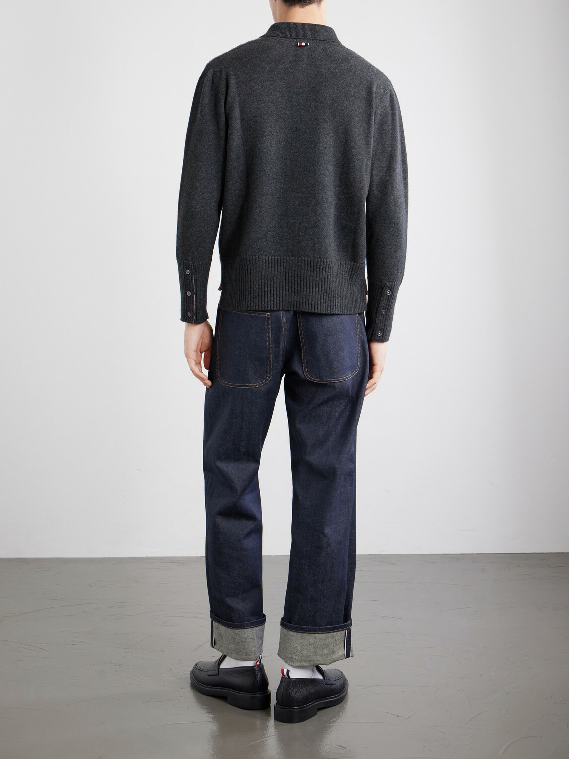 Thom Browne - Knitted Merino Wool Polo Sweater - Gray