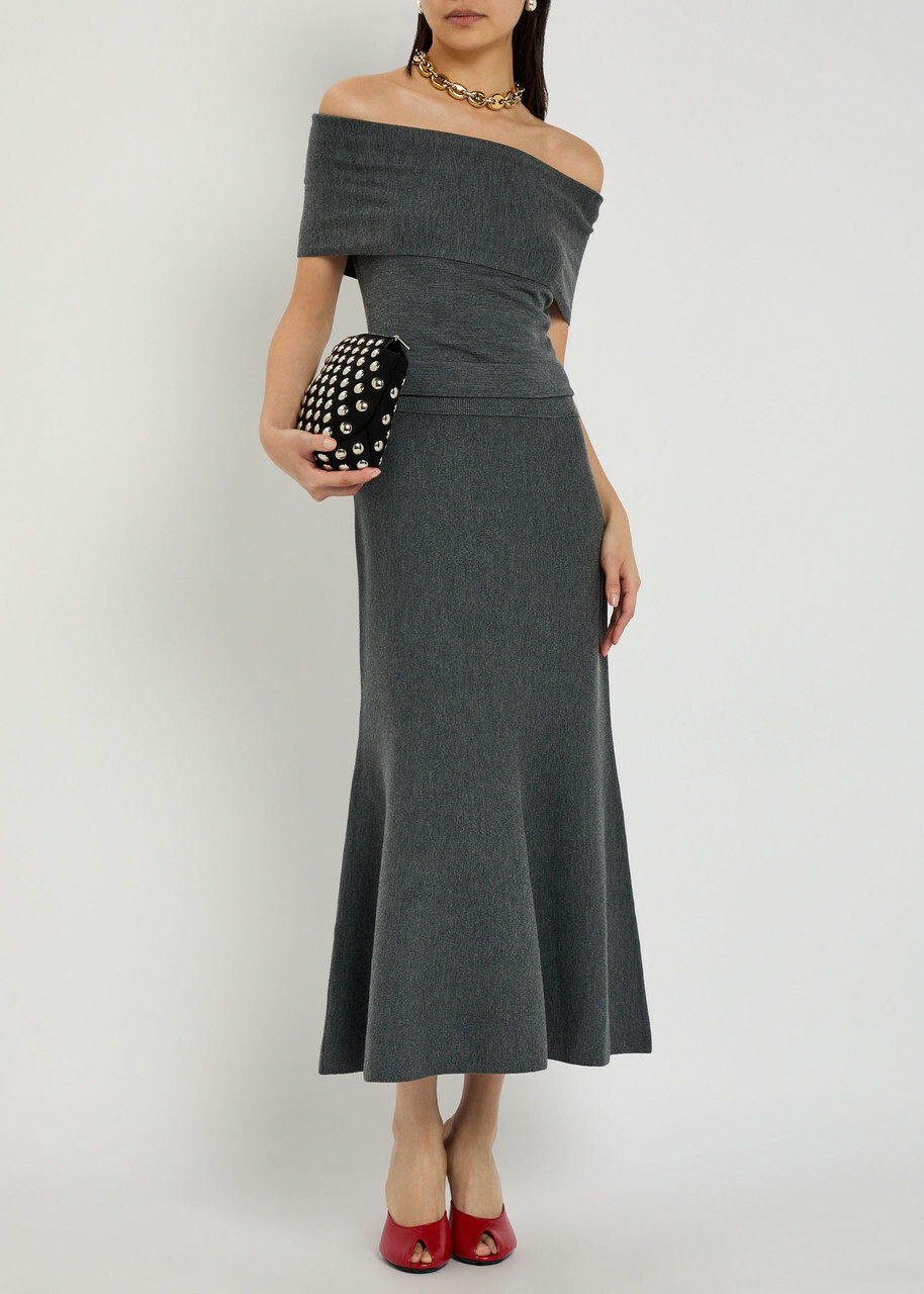 Simkhai Atwood Wool Midi Skirt Grey