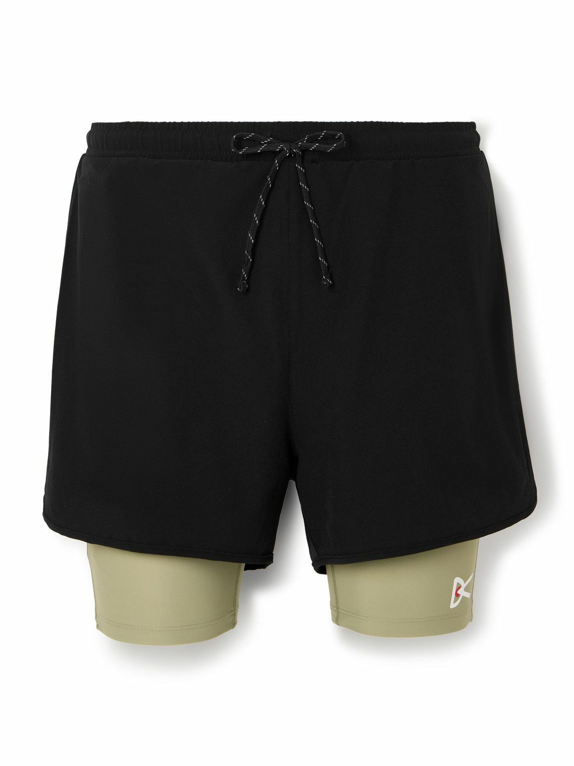 DISTRICT VISION - Layered Straight-Leg Logo-Print Shell and Stretch Recycled-Jersey Shorts - Black