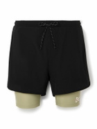 DISTRICT VISION - Layered Straight-Leg Logo-Print Shell and Stretch Recycled-Jersey Shorts - Black