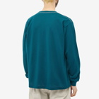 Auralee Men's Long Sleeve Cotton Mesh T-Shirt in Dark Green