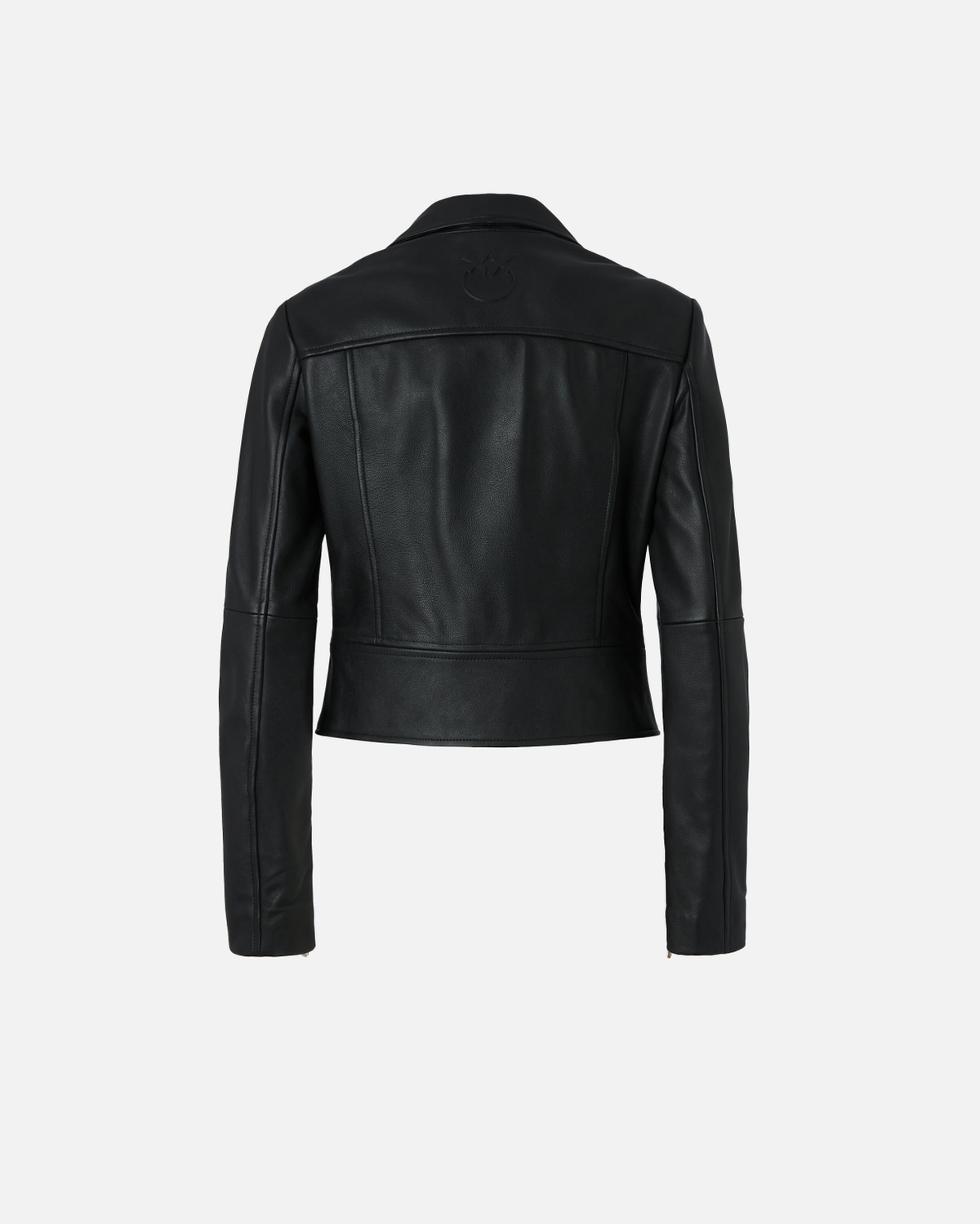 Pinko Short Zipped Nappa Leather Biker Jacket Limo Black