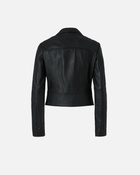 Pinko Short Zipped Nappa Leather Biker Jacket Limo Black