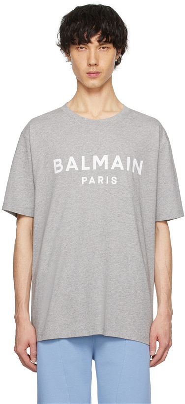 Photo: Balmain Gray Printed T-Shirt