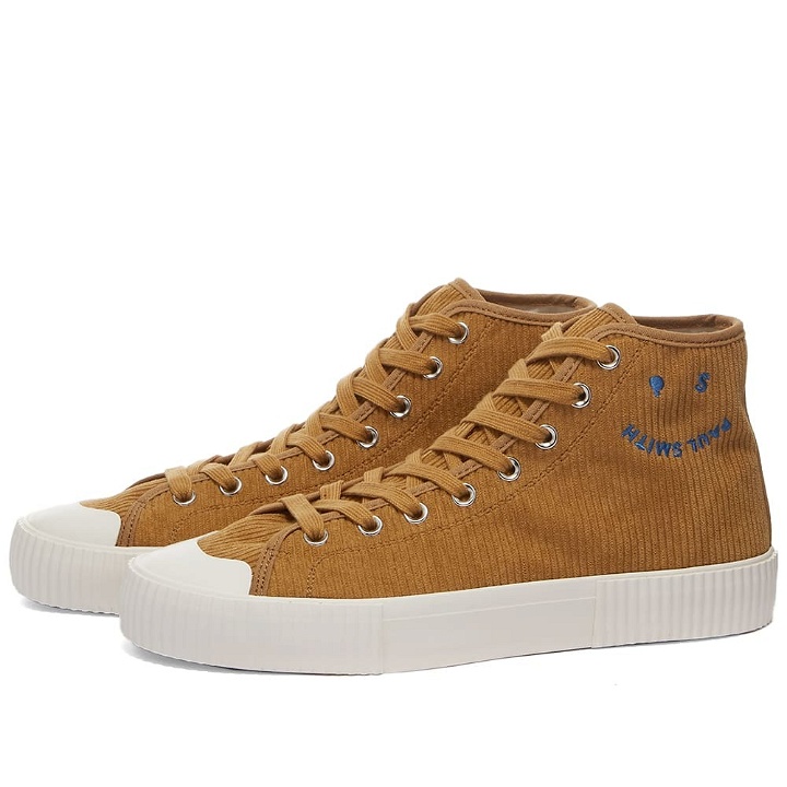 Photo: Paul Smith Men's Cord Kibby High-Top Sneakers in Brown