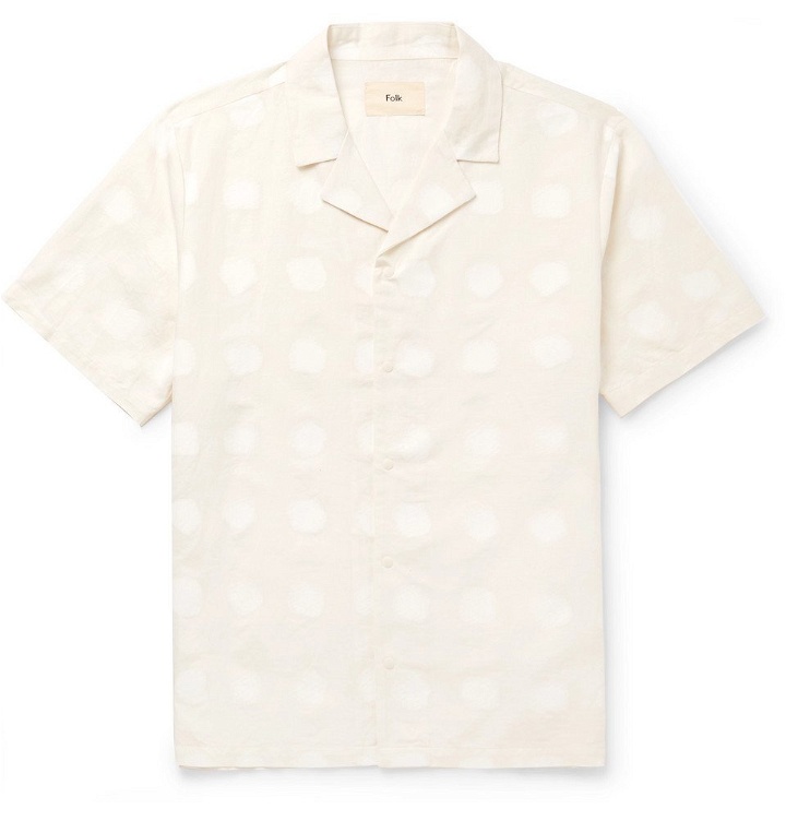 Photo: Folk - Camp-Collar Polka-Dot Cotton and Linen-Blend Shirt - Men - Ecru