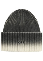 Off-white Logo-embroidered Dégradé Wool Beanie - White And Black - One Size