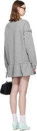 SHUSHU/TONG Gray Raw-Edge Wave Collar Tuck Detail Sweatshirt Minidress