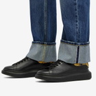 Alexander McQueen Men's Snake Heel Tab Oversized Sneakers in Black/Gold