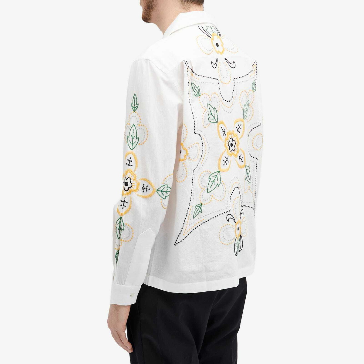 Bode Men's Embroidered Buttercup Shirt in White