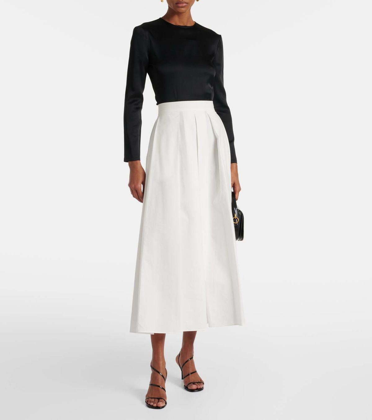 Elie Saab Cotton popeline midi skirt