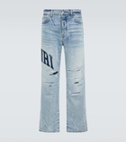 Amiri Logo distressed straight jeans