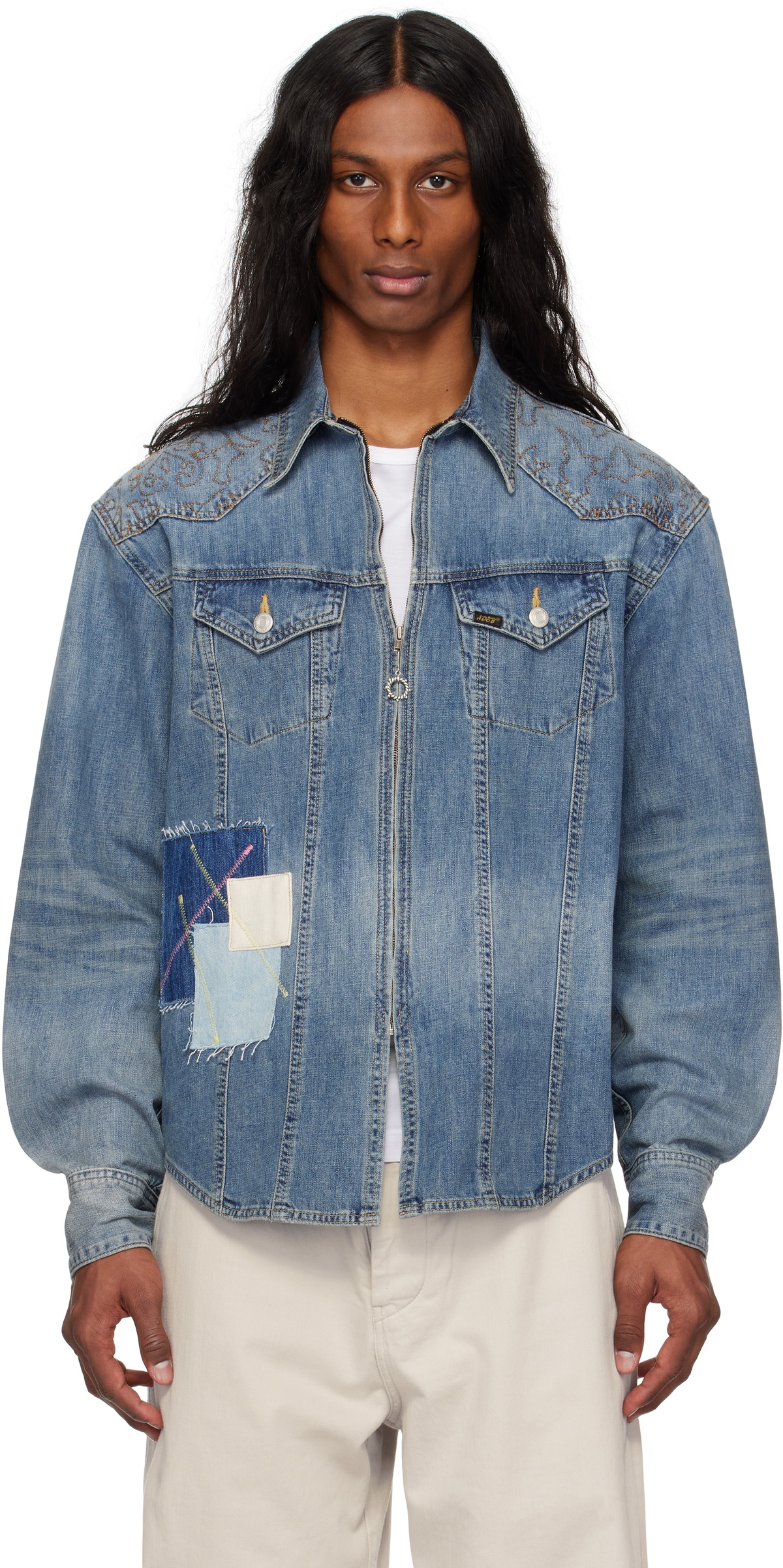 Andersson Bell★EMBROIDERY PATCHWORK DENIM SHIRTS★人気 MUSINSA | ANDERSSON BELL Embroidered Patchwork Denim Shirt